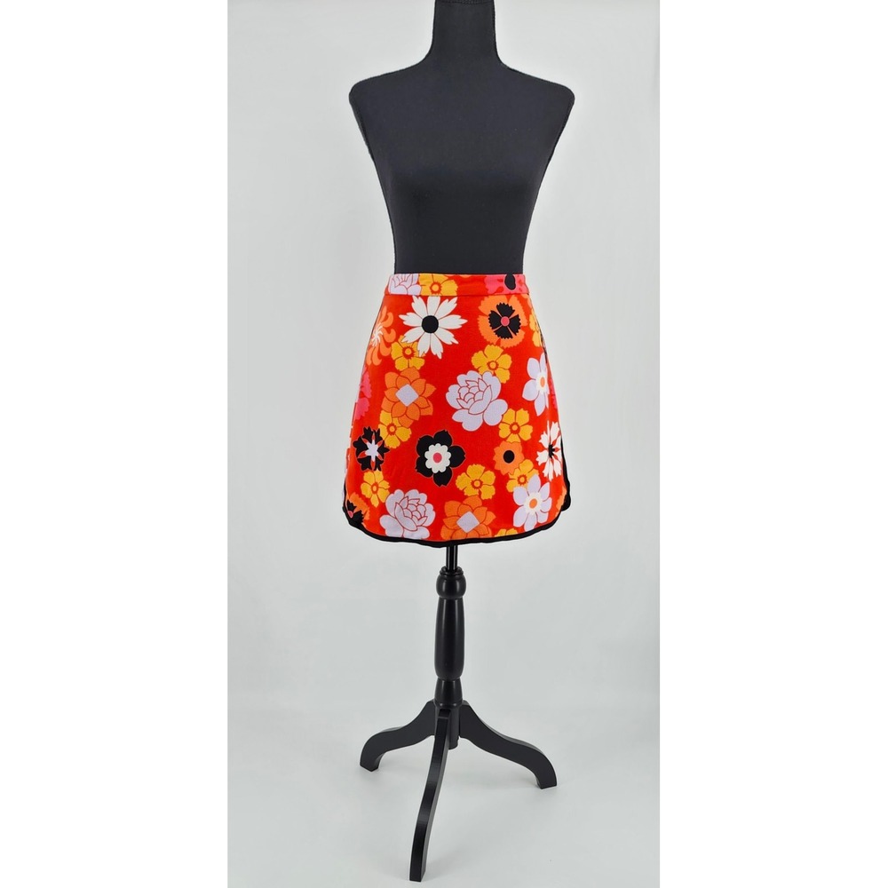 Victoria Beckham for Target Orange Mod Floral Mini Skirt Womens Small Retro 60's